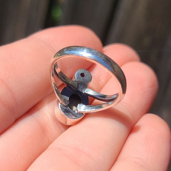 Authentic White Buffalo Turquoise - Nevada & Black Onyx 925 Ring - Picture 8 of 9